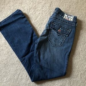 True religion pink Swarovski crystal bootcut jeans